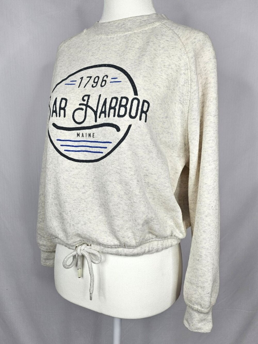 Gotkeys | Bar Harbor Maine Graphic Sweatshirt | Drawstring Hem | Gray | Size S - Picture 3 of 16